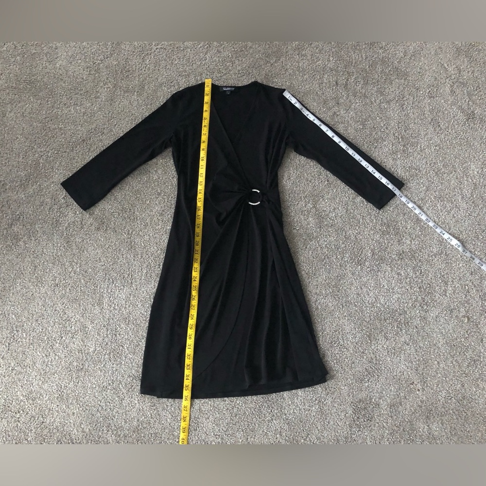 Glamour  Party Dress 4P Faux Wrap stretchy gathered side rhinestone’s buckle - Picture 7 of 13